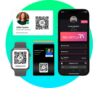 Tarjeta de visita digital con smartphone