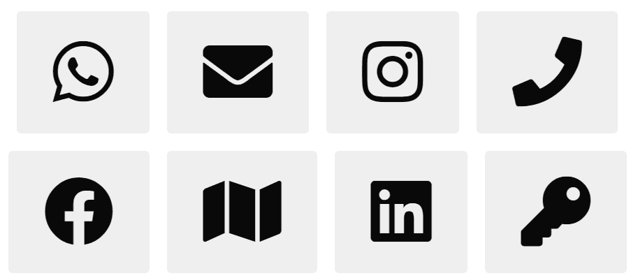 Módulos disponibles gratuitamente en el perfil en línea de Monocard: whatsapp, instagram, facebook, linkedin y otros