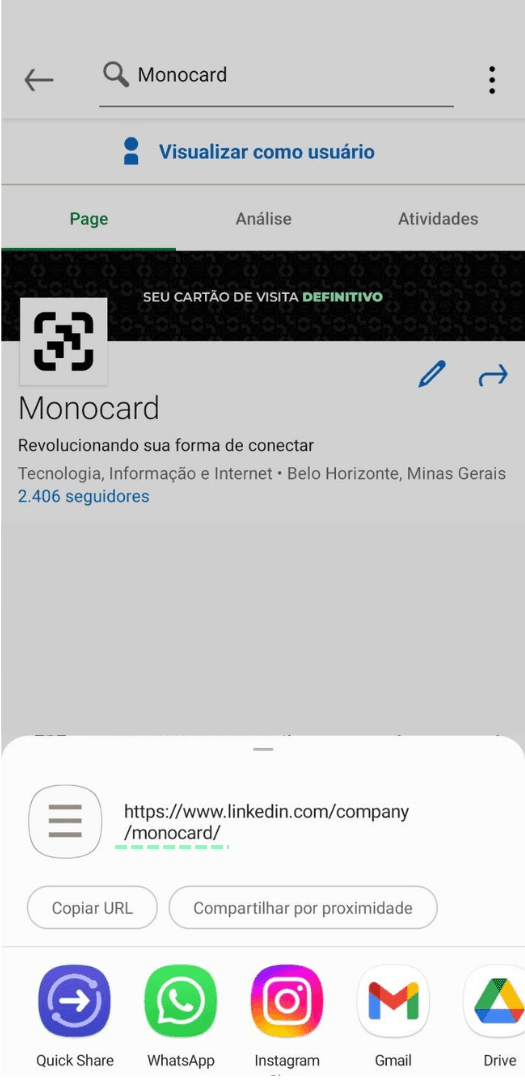 Cheque seu nome de usuário no Linkedin para inserí-lo no perfil online Monocard
