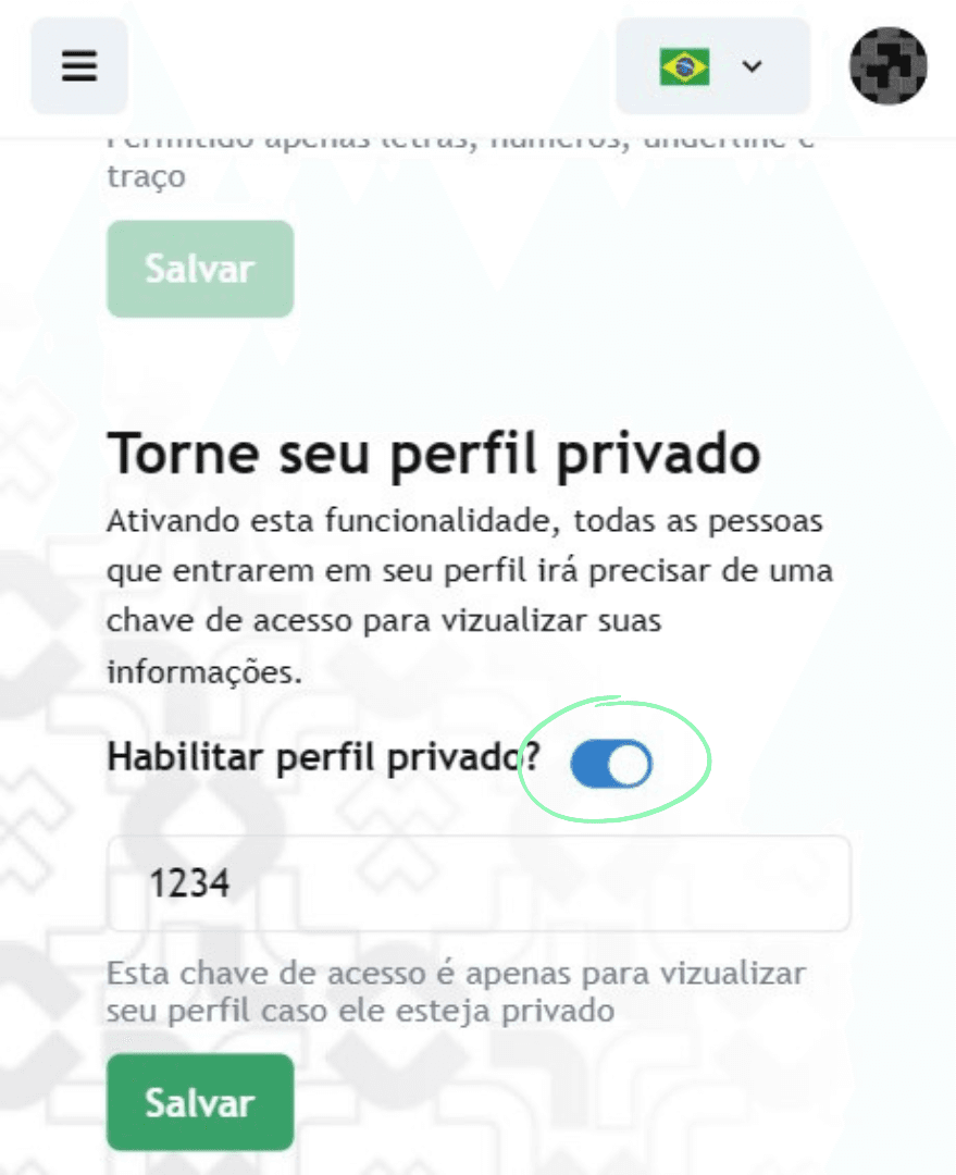 Enable the private profile function to add a password to your online profile