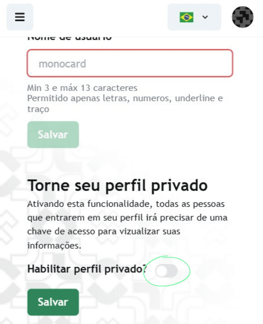 Disable the private profile function to remove the password from your online profile
